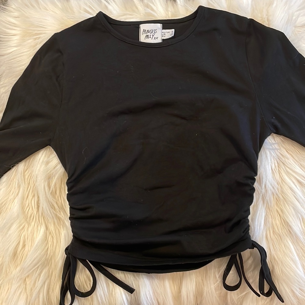 princess polly - black side scrunch tie long sleeve